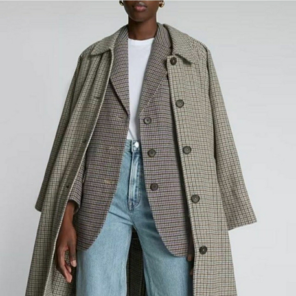 Everlane The ReWool '80s Blazer Houndstooth Plaid Oversized Classic Jacket Sz 12 - Picture 16 of 16